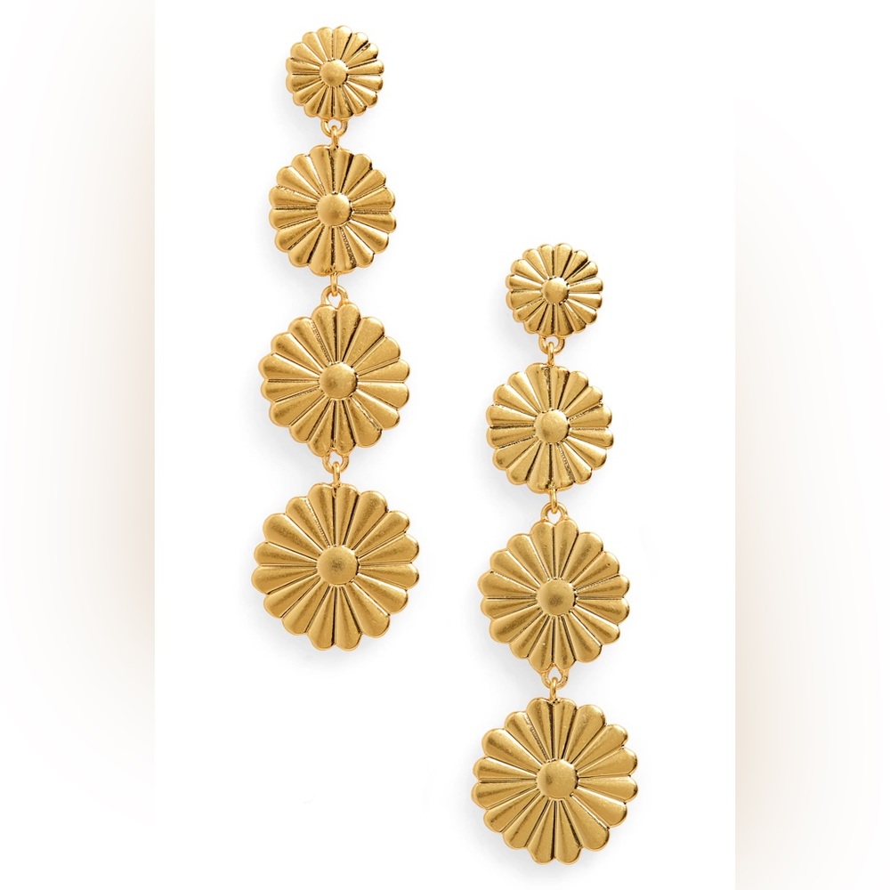 Madewell Flower Drop Earrings in Vintage Gold